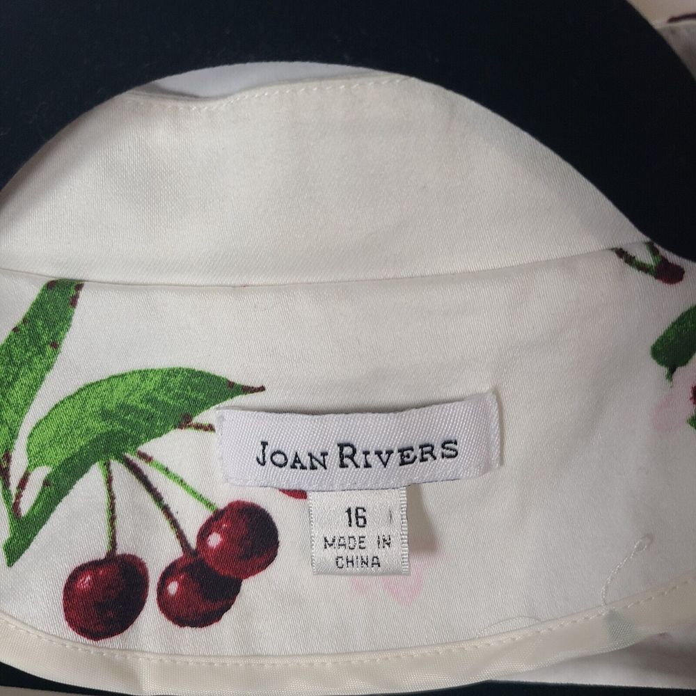 Joan Rivers Size 16 White Red Green Blazer With Cherry Designs Fun Art Colorful - Picture 2 of 7
